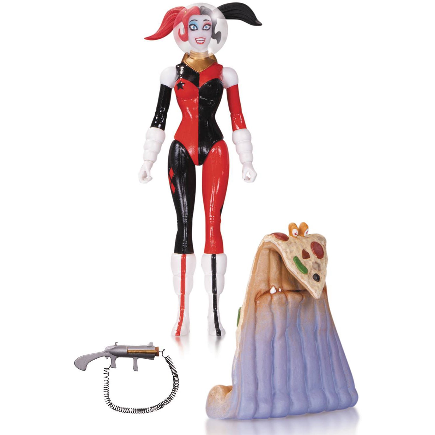 Diamond Comic Distributors Spacesuit Harley Quinn by Amanda Conner [w/ Space Pizza & Popgun]: ~6.8" DC Comics Designer Series Action Figure + 1 Official DC Trading Card Bundle (34205)
