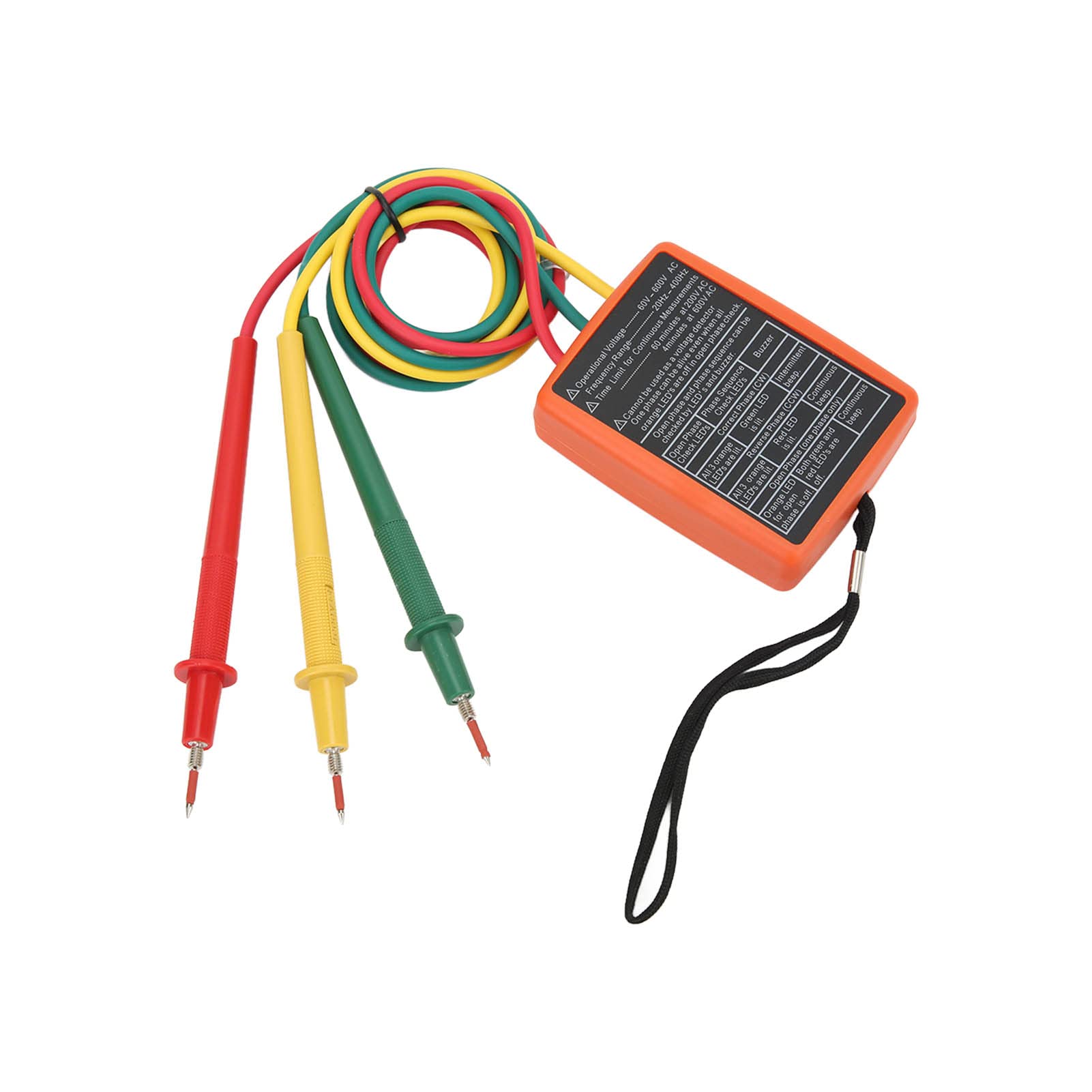 Hyuduo Cyfrowy 3-fazowy Miernik Rotacji SM852B 3-fazowy Tester Rotacji z diodą LED i Brzęczykiem do Wykrywania Otwartej Fazy AC 60-600 V 20 Hz-400 Hz