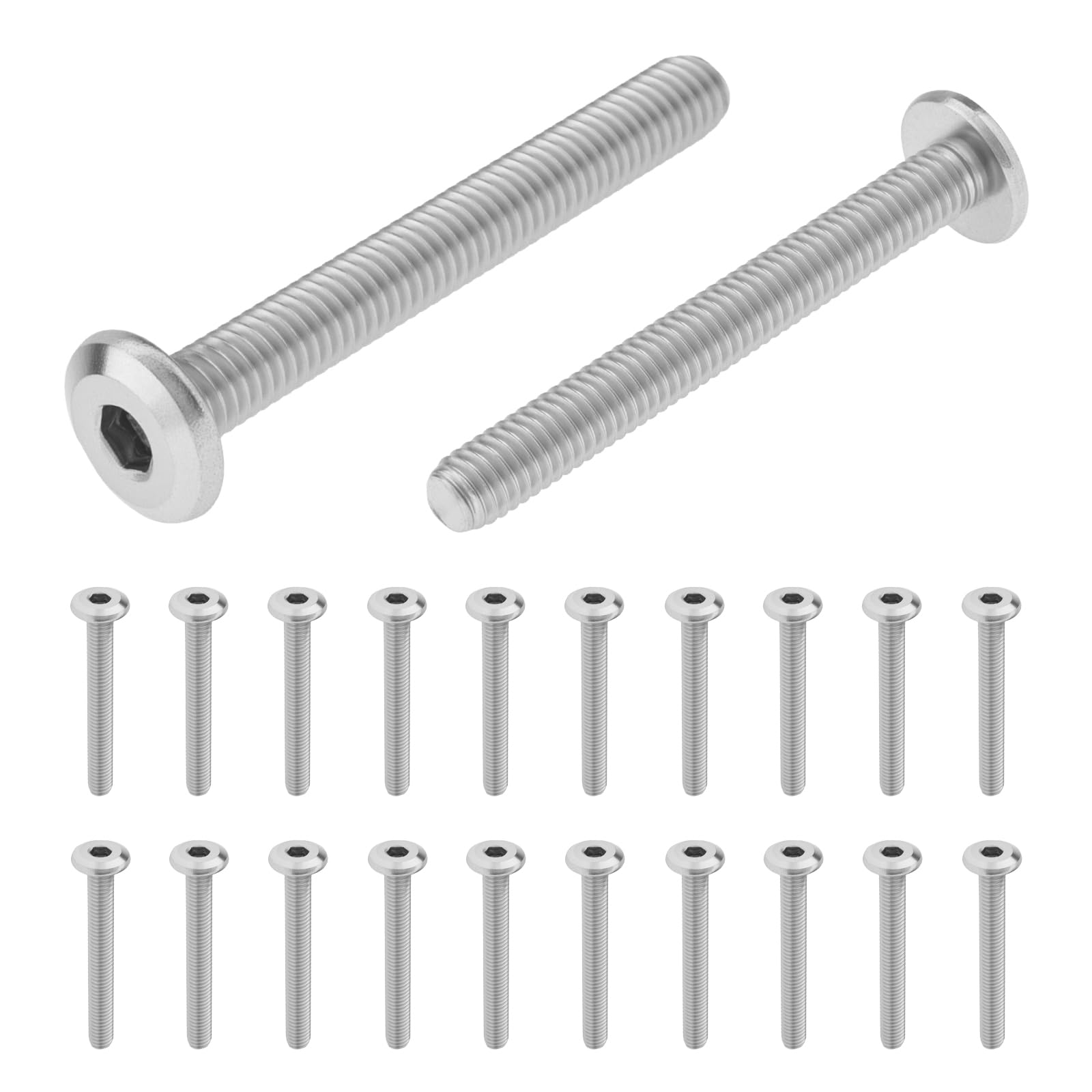Smgda 20Pcs M6 x 50mm Flat Head Hex Socket Cap Screws Bolts, 304 Stainless Steel Furniture Connector Bolt, Allen Hex Drive, Bright Finish, Metric Fully Machine Thread — image 1