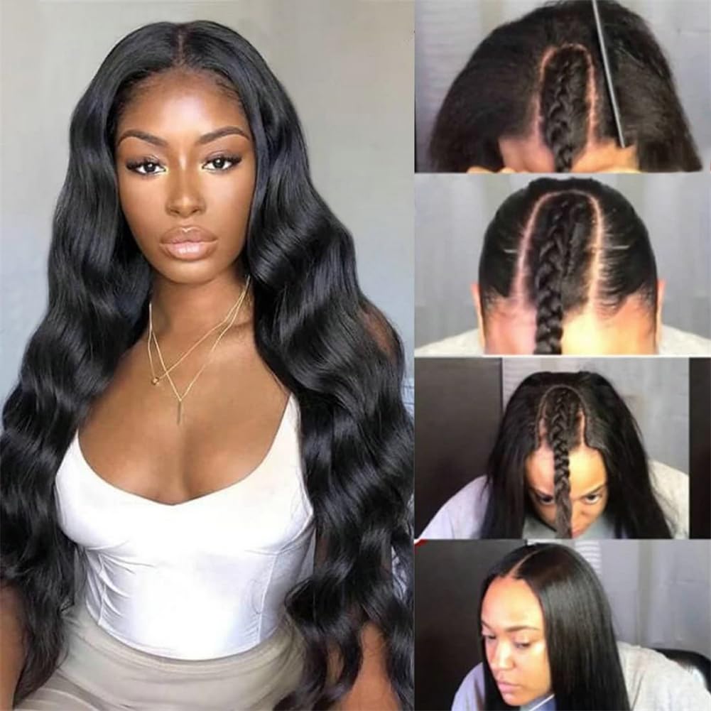 V Part Wig Human Hair Body Wave 20 Inch Brazilian Virgin Hair Wigs with Clips, natural color - Image 3