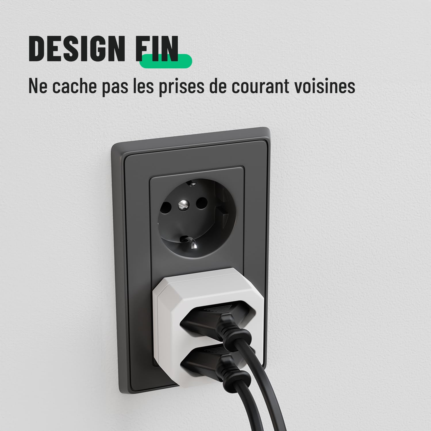 Greate Elektrische stekkerdoos met max. 3500 W – stopcontact – meervoudig – drievoudig elektrisch – schakelaar - 3 stopcontacten