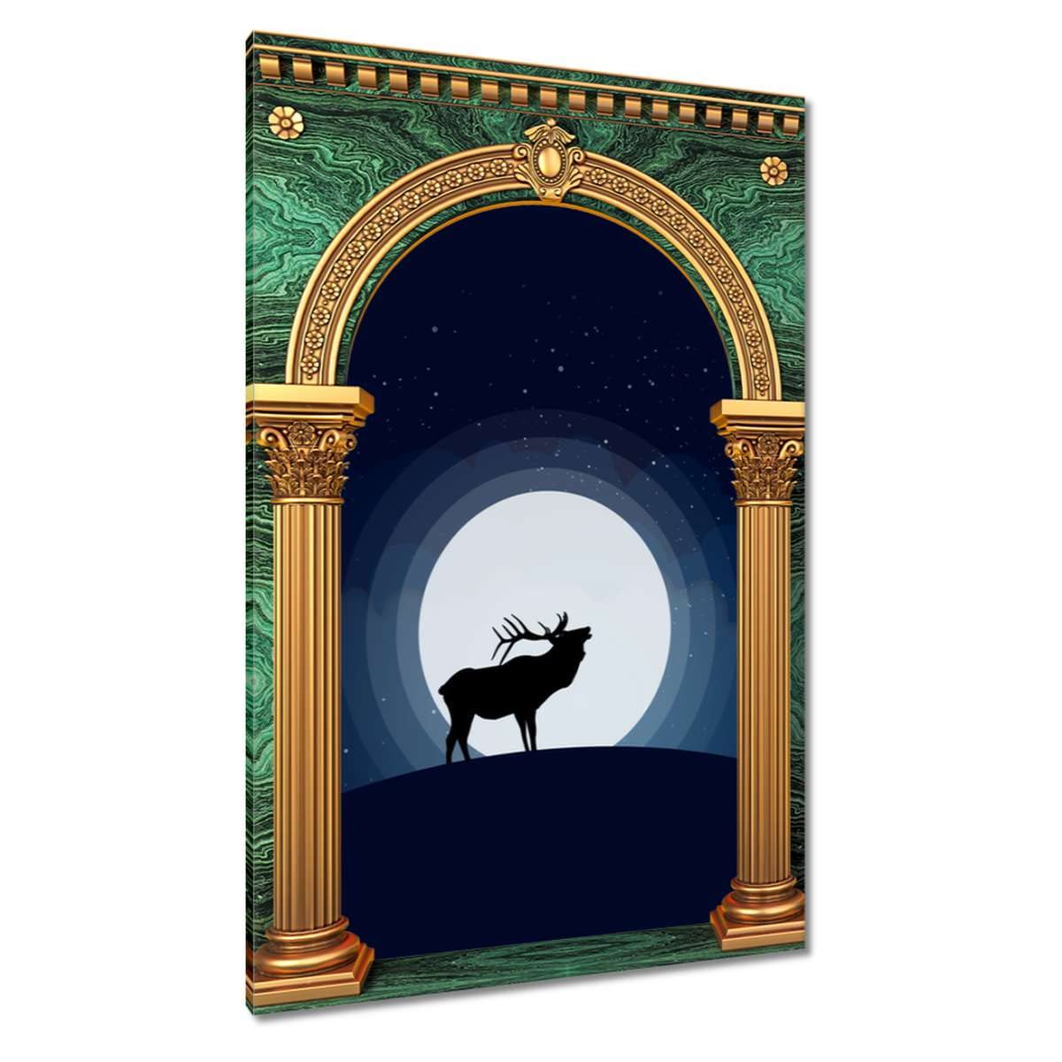 Quadro stampato su tela Wall Art Decor 80x120cm Cervo luna piena No. H7222Z_WKPC1C