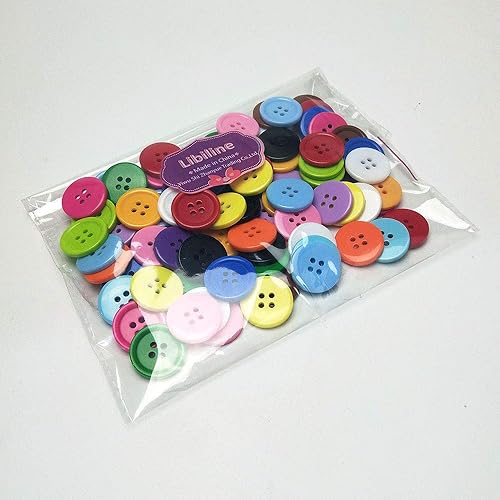 Miniatura 4 de Libiline 100 piezas de resina con botones de color sólido, 4 agujeros, para hacer tarjetas de costura, suéter (multicolor, 1116 pulgadas)