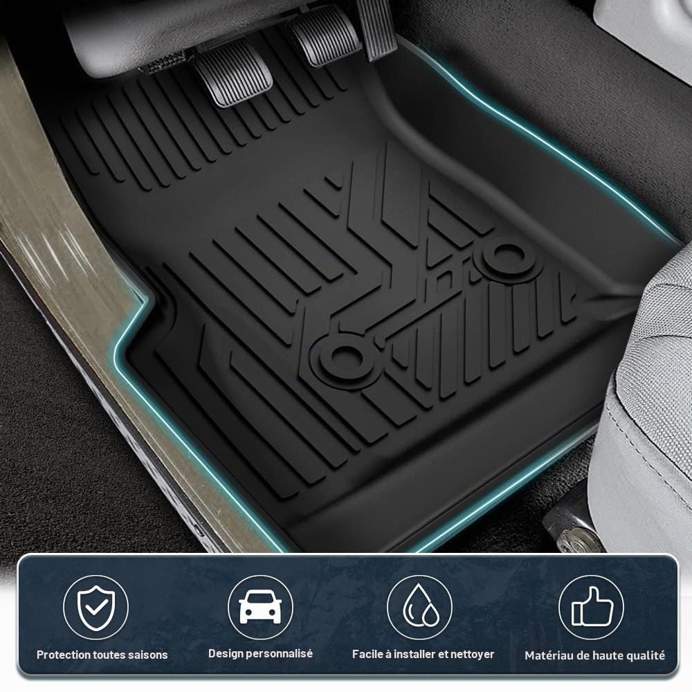 Lot de 2 Tapis de Sol pour Jeep Wrangler TJ 1997-2006, Tapis de Protection en TPE Contre Les intempéries, Doublure de rangée Avant, Motif électronique, Noir