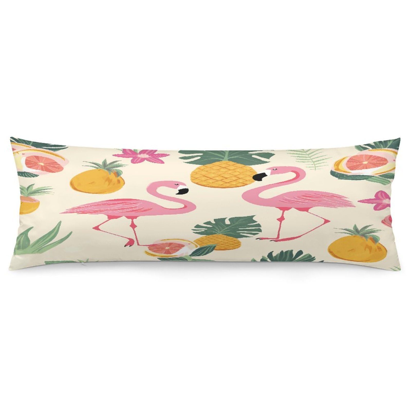 Flamingos and Pineapples Body Pillow Cover Luxury Long Body Pillow Pillowcase with Hidden Zipper Breathable Soft Cozy Pillow Case Wrinkle Fade Resistant Pillowcase 20''×54''