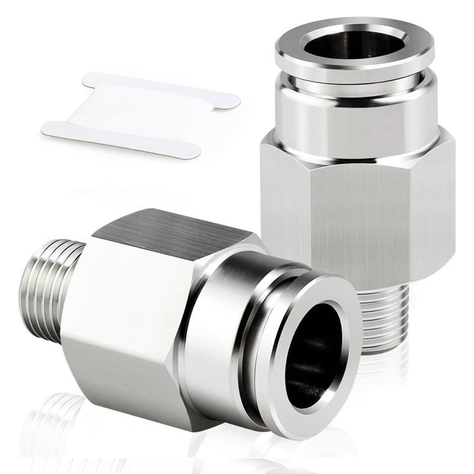 TAILONZ PNEUMATIC Male Straight 12mm Tube OD x 1/8 Inch BSP Thread Push to Connect Fittings Copper Nickel Plating TPC12-01 (Pack of 5)