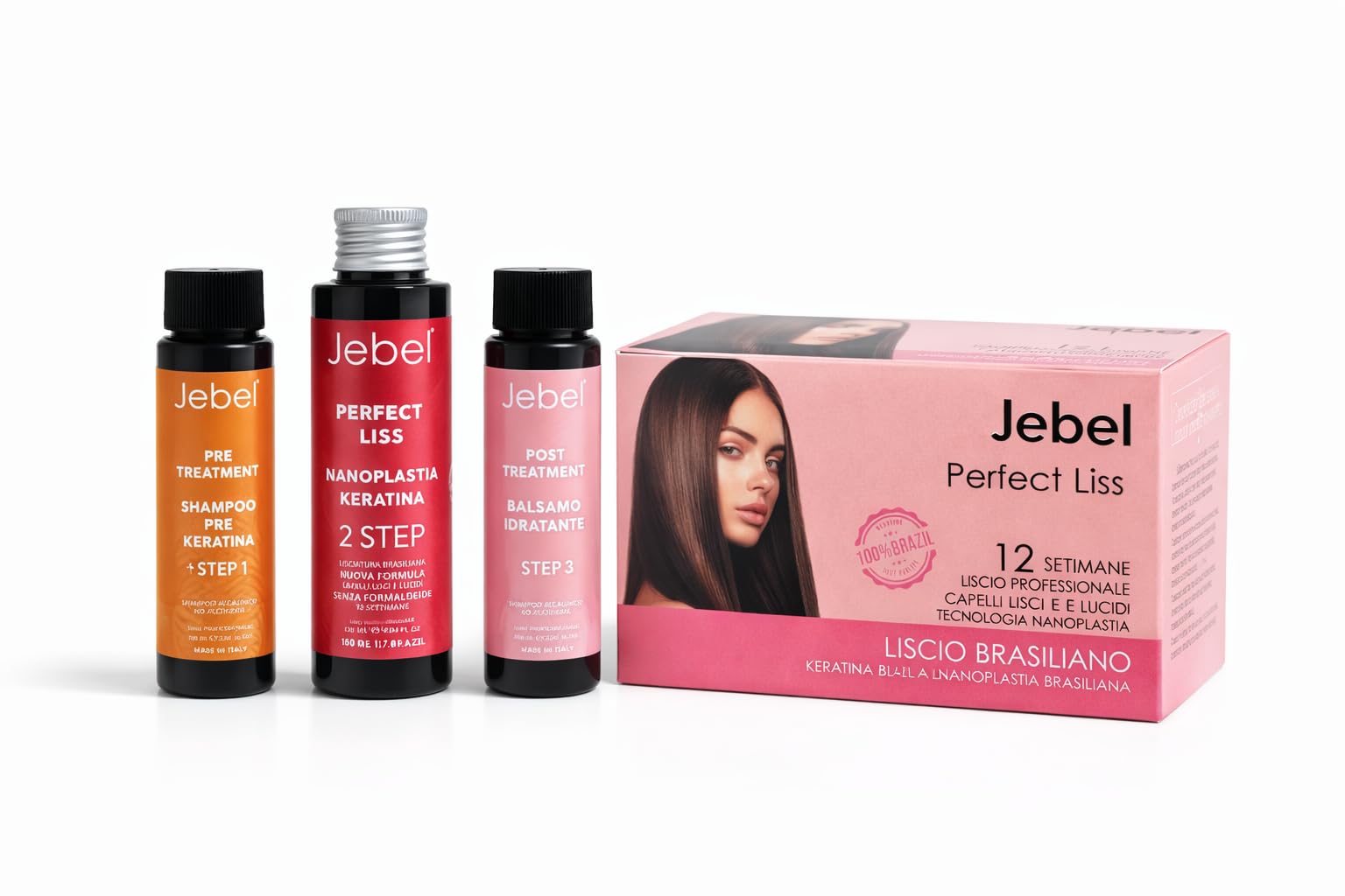 JEBEL Perfect Liss Nanoplastia – Brasilianisches Glättungsset – 12 Wochen glatt – Pflege-Set – Intensiv, Schutz und Reparatur mit Keratin – ohne Formaldehyd
