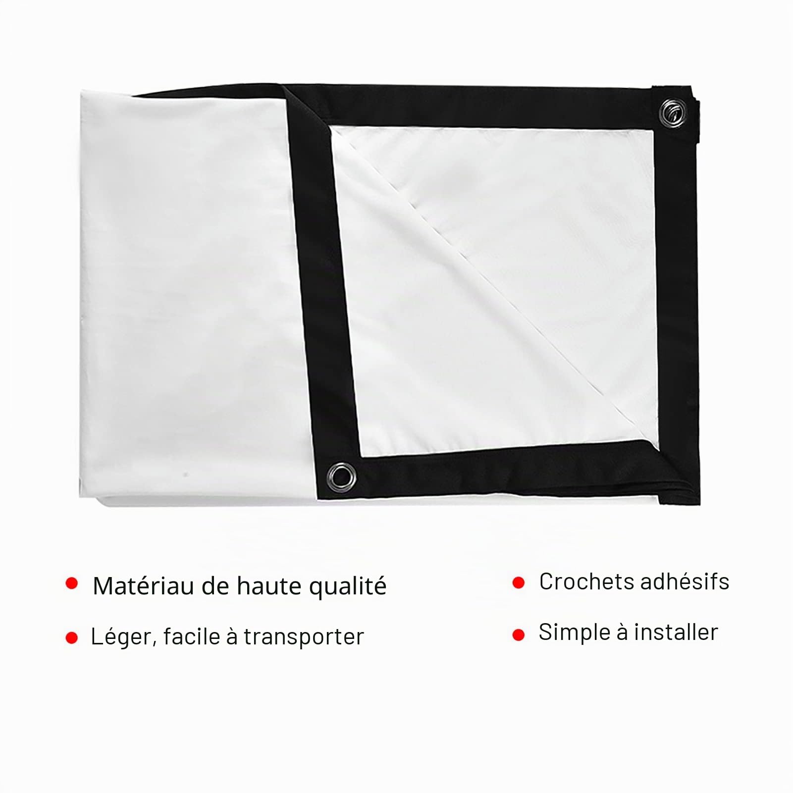 Écran de Projection de 254 cm, écran de Projection Pliable 4:3 avec Bordure Noire et Trous de Suspension, Rideau de Projection translucide Portable pour cinéma Maison, intérieur et extérieur