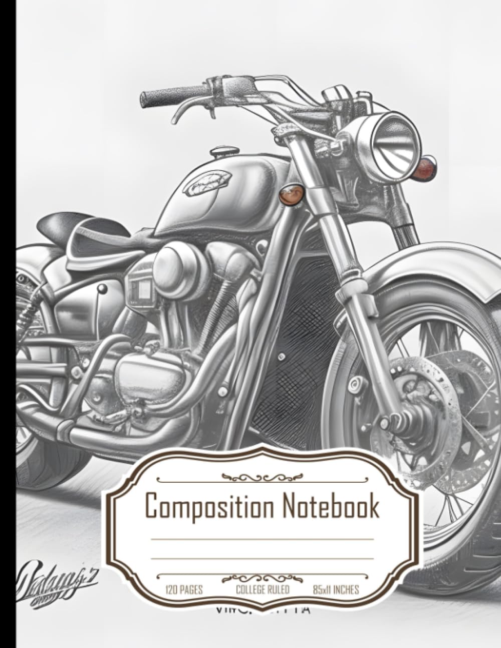 Composition Notebook College Ruled: Motorcycle Drawing Without Background, Perfect for Writing and Sketching, Size 8.5x11 Inches, 120 Pages
