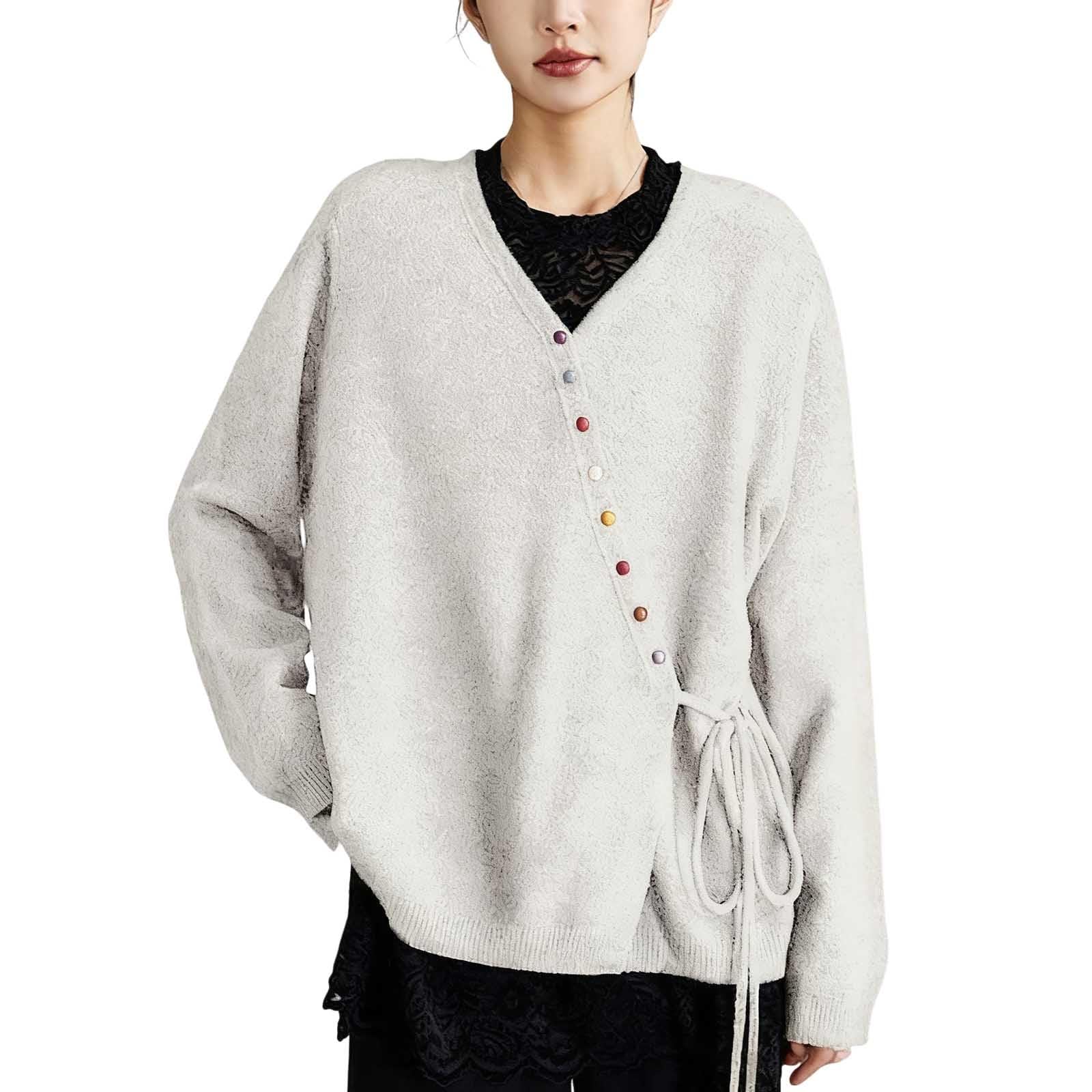 Cardigan Sweaters for Women Lightweight Open Front Casual Loose Tie Front Button Up 2025 Fall Trendy Knit Cardigans