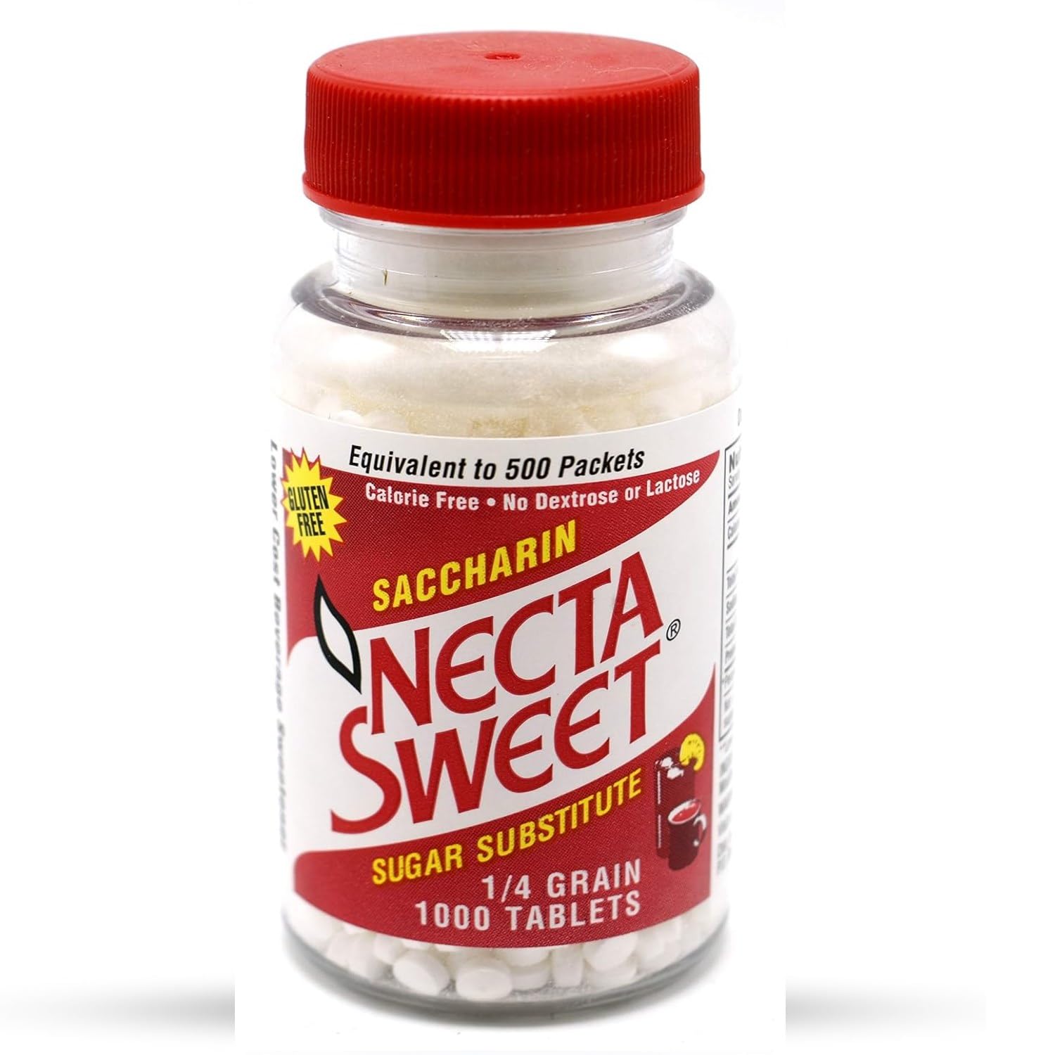 Necta Sweet Saccharin Tablets, 1-Grain, 1000 Tablet Bottle