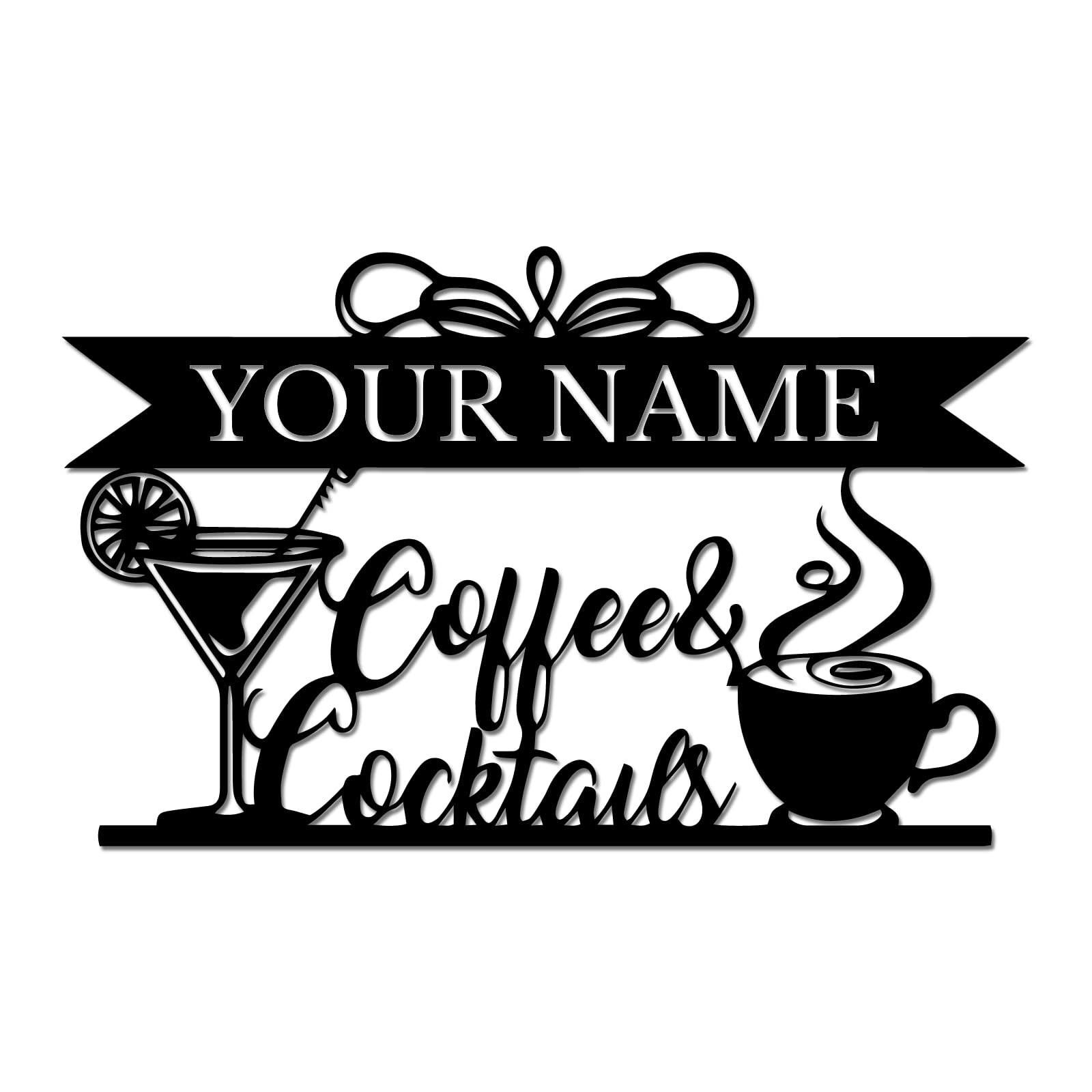 Ecentricart Style-3 Personalized Coffee Bar Metal Sign, Custom Name Wall Decor, Café Style Kitchen Art, Barista Gift For Home Or Coffee Shop, Rustic Metal Lover Plaque (Style-3)