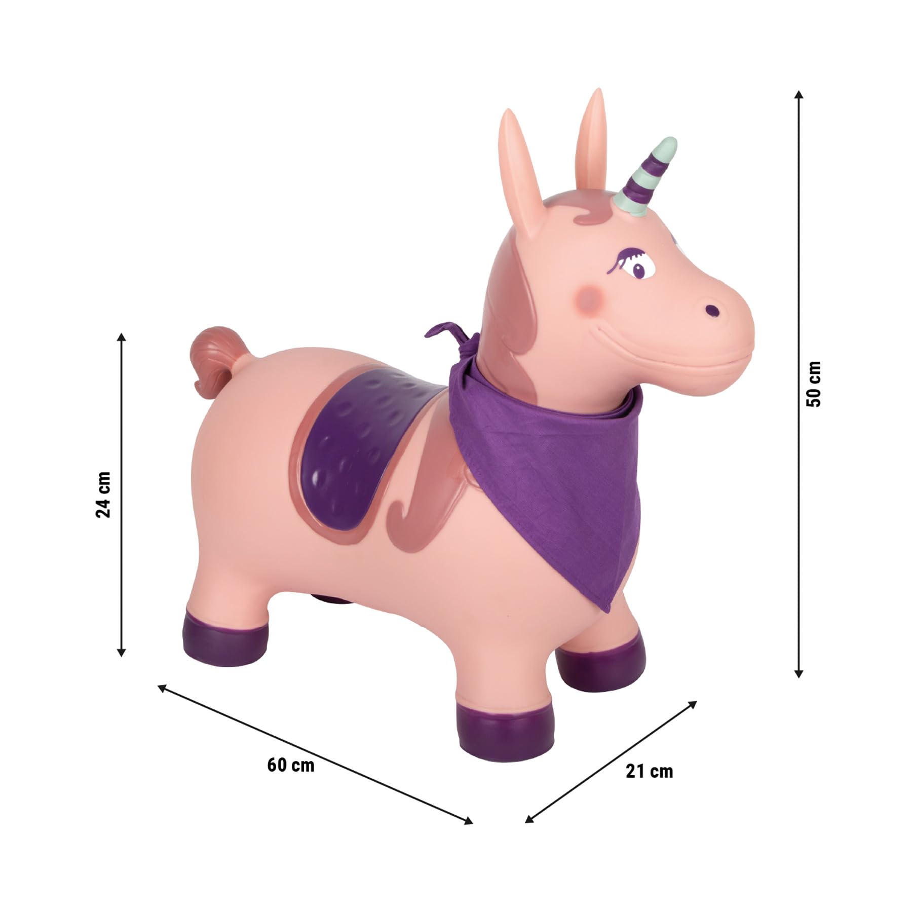 small Foot Hüpftier Einhorn, aufblasbares Hüpfspielzeug mit Halstuch und Luftpumpe, für drinnen und draußen, bis 50 kg, für Kinder ab 2 Jahren, 12786, Weiß