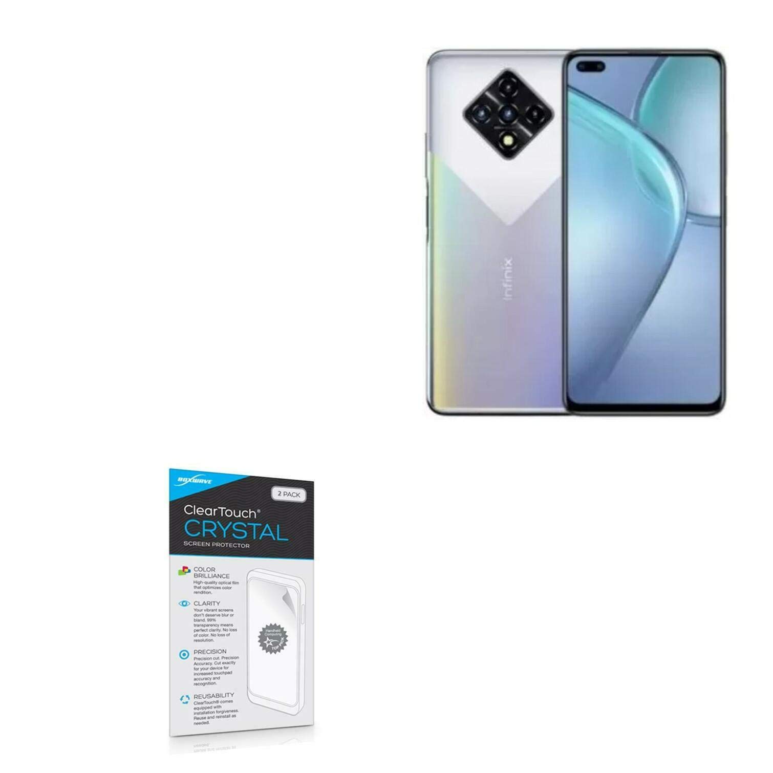 BoxWaveScreen Protector Compatible with Infinix Zero 8i - ClearTouch Crystal (2-Pack), HD Film Skin - Shields from Scratches