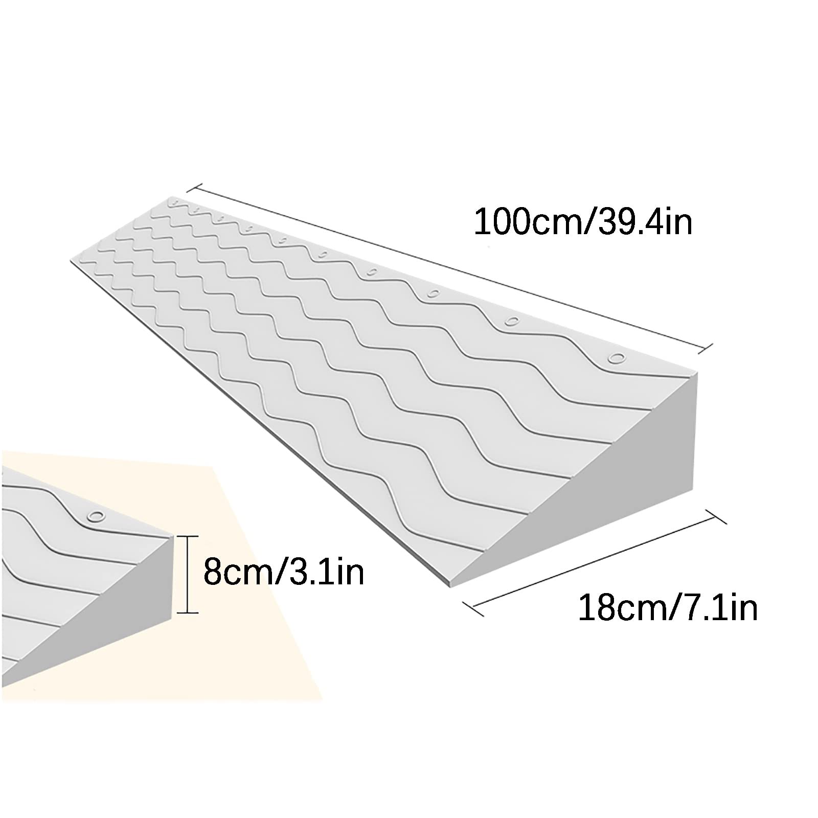 Tragbare Türschwellenrampen, Rampe Rollstuhl, Kunststofframpe zum Kehren von Roboterrollern und Fahrrädern (Color : A, Size : 100x18x8cm)