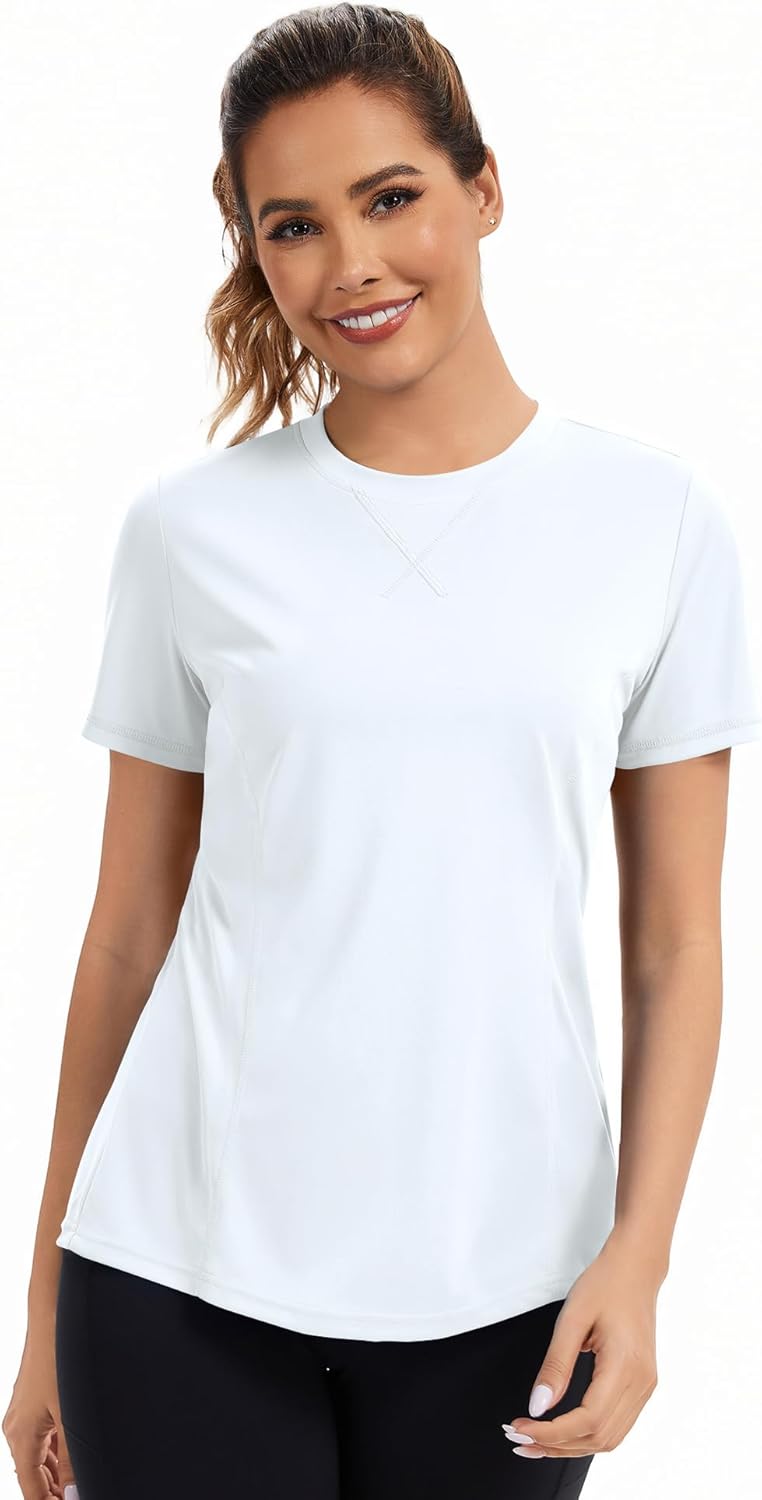 AVOOGUE Women's Short Sleeve Workout Tops Quick Dry Athletic UPF50+ Sun Protection Shirts Gym Hiking Running Yoga Clothes - Image 2
