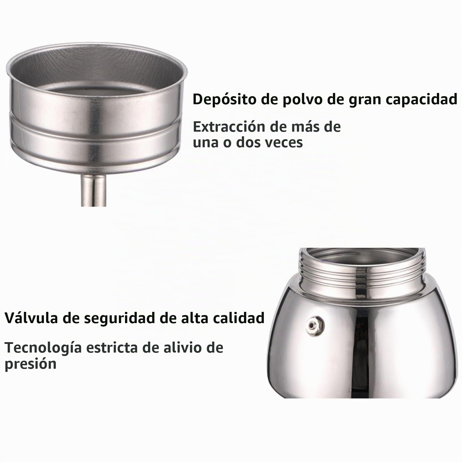OUKENS Cafetera espresso de 300 ml 6 tazas acero inoxidable cafetero italiana octogonal para el hogar