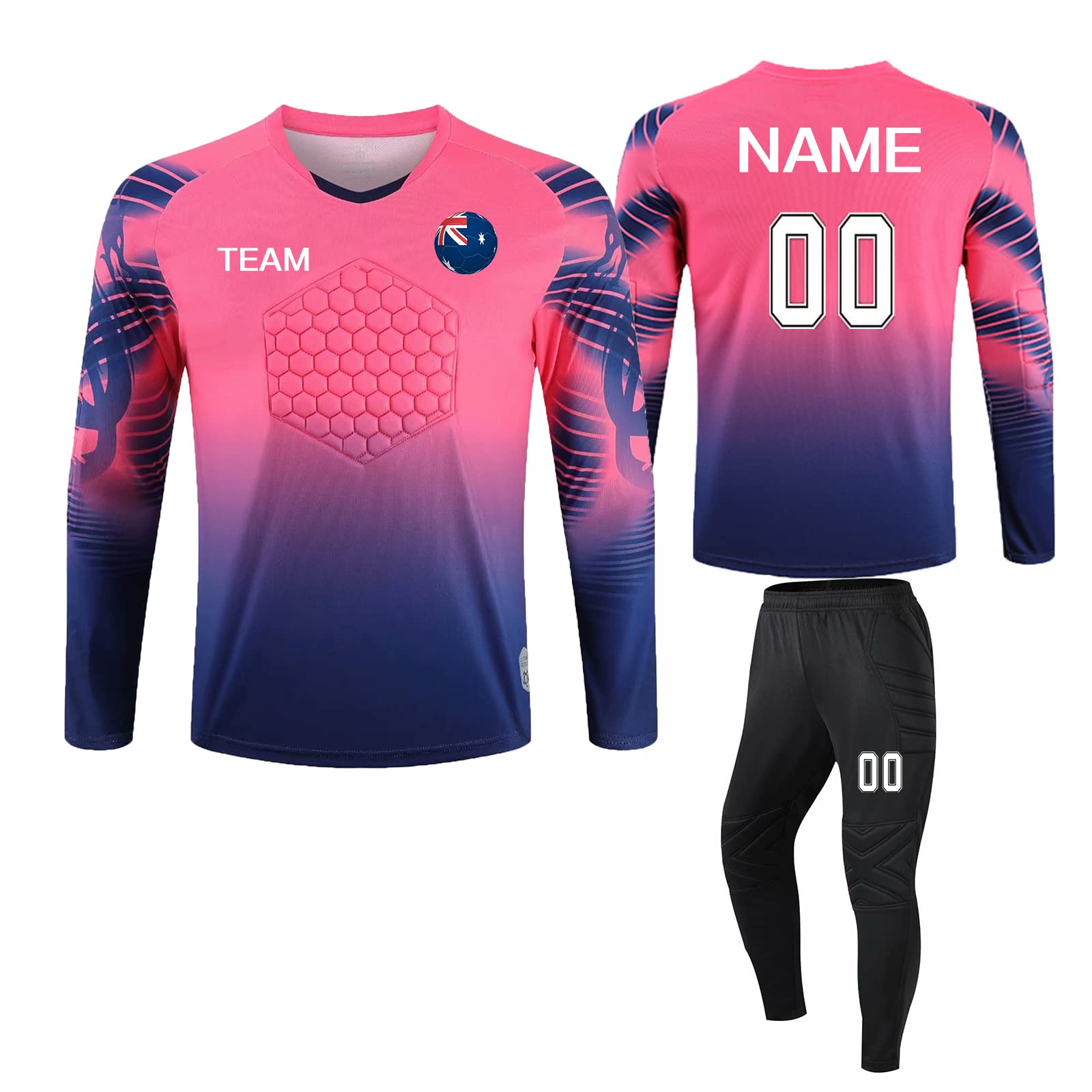 Personalised Football Goalkeeper Tops & Pant with Any Name Number Team Logo Personalised Goalie Jersey for Kids Adult