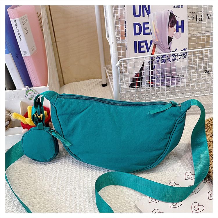 Image of Nylon Crescent Crossbody Bag for Women Purses Trendy Men,Small Travel Sling Bag Hobo