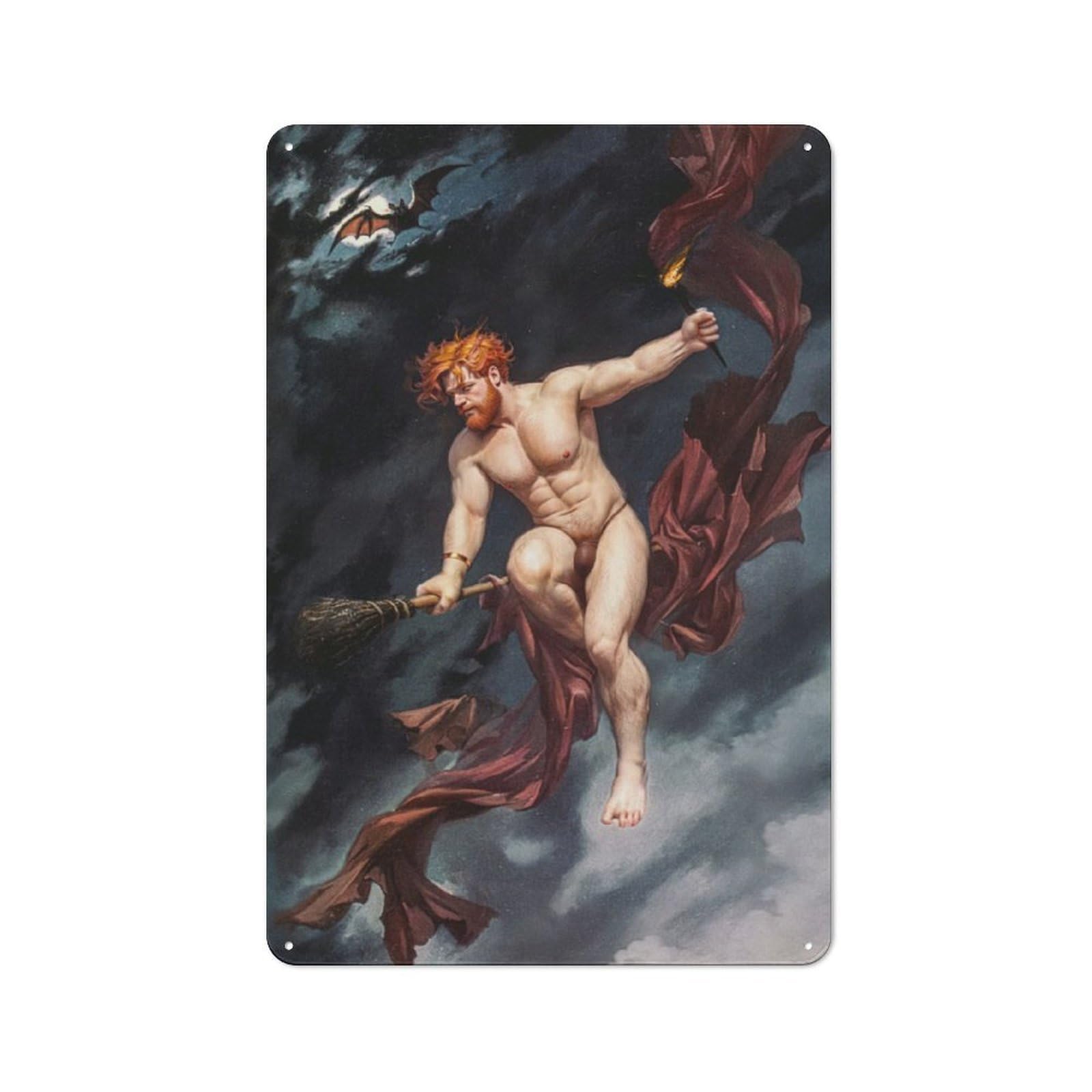Junmoney The Witches Sabbath For Garden Room Or Summerhouse, Vintage Tin Sign 30X20cm, A Metal Wall Feature For Garden Rooms And Summerhouses