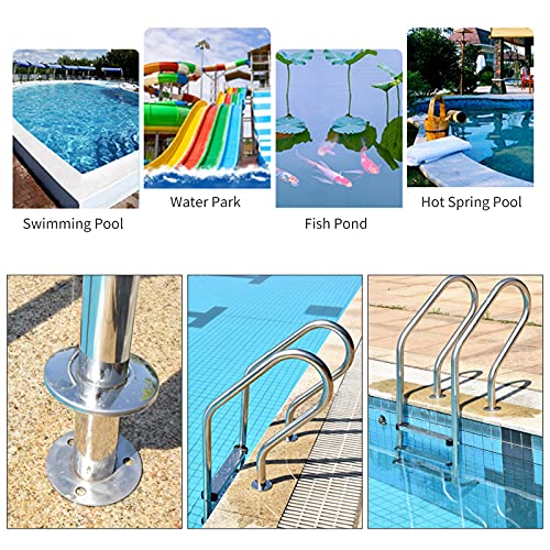 Placas de cubre base para escalera de piscina 6 pzas acero inoxidable miniatura 6