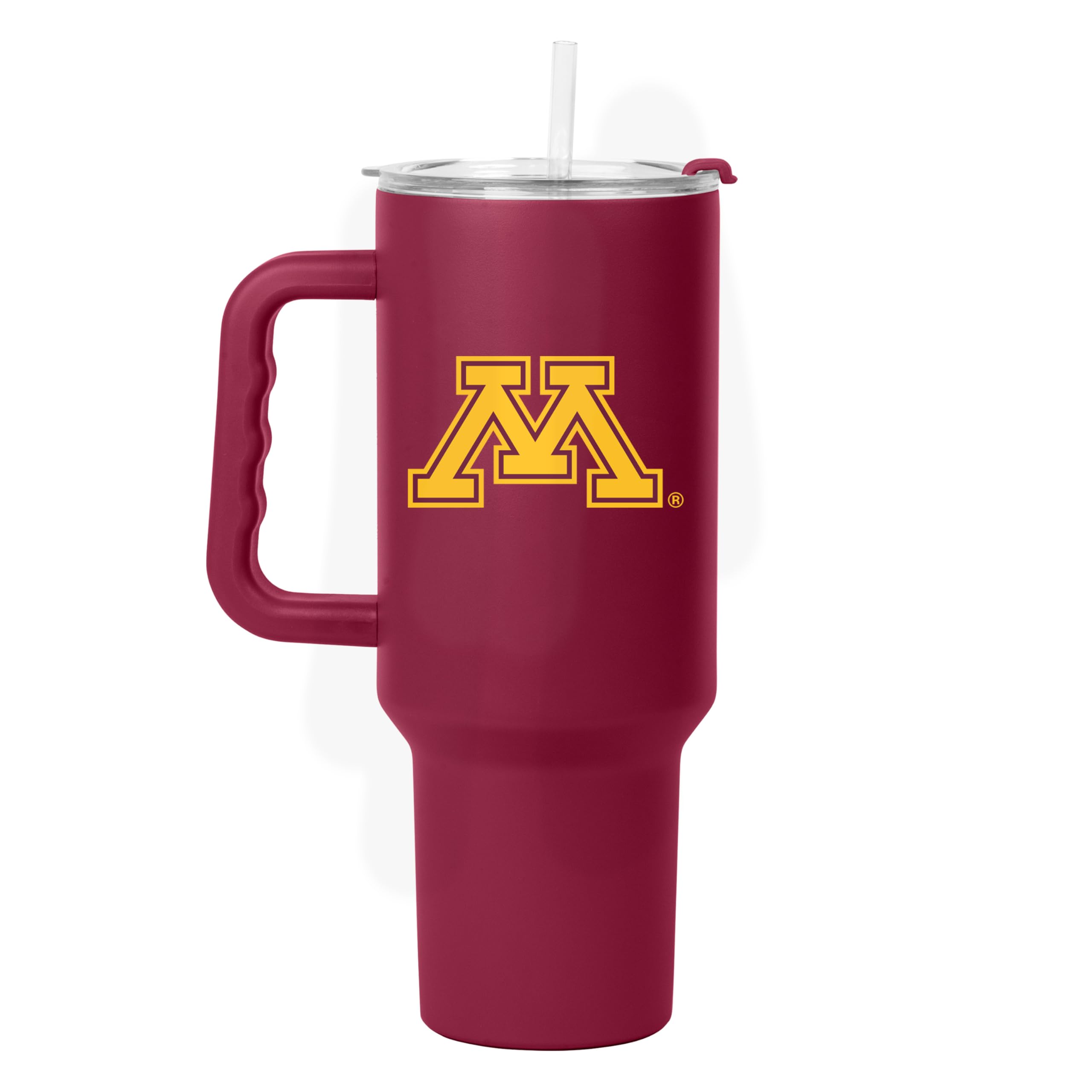 Logo Brands NCAA 40 oz Tumbler with Handle -Stainless Steel Insulated Travel Tumbler with Straw Lid – Powder Coated, Leak-Resistant, Keeps Drinks Hot/Cold – Great for Tailgating, or Everyday Use