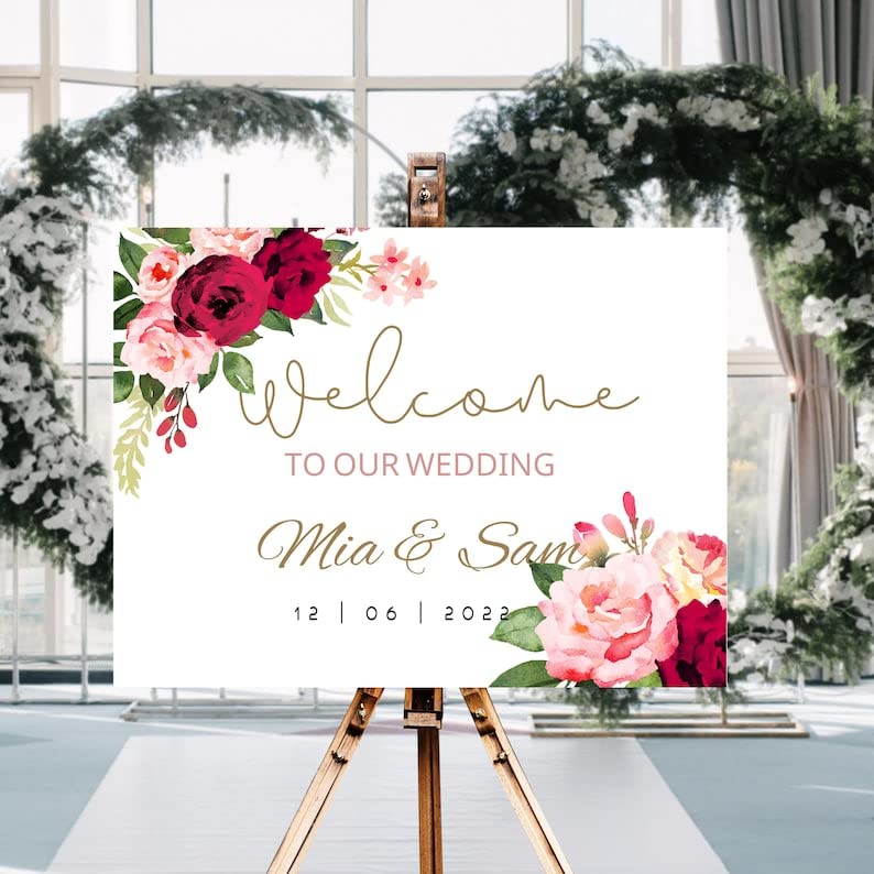 【受注製作品】Wedding Welcome Board Amazon.com: Personalized Name Wedding Welcome Sign Wooden