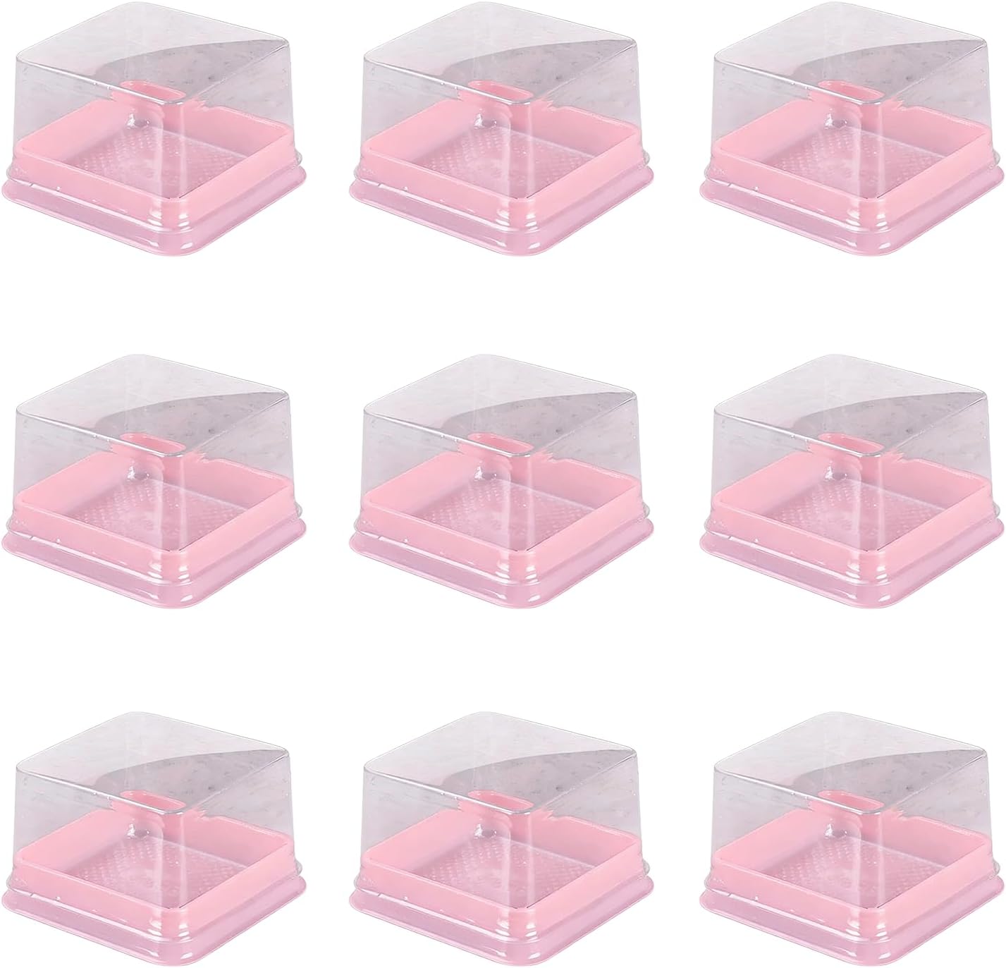 Pink 50 Pcs 2.28" Plastic Single Individual Cupcake Container Mooncake Muffin Dome Holders Cases Boxes Container Cupcake Boxes for Wedding Birthday Party