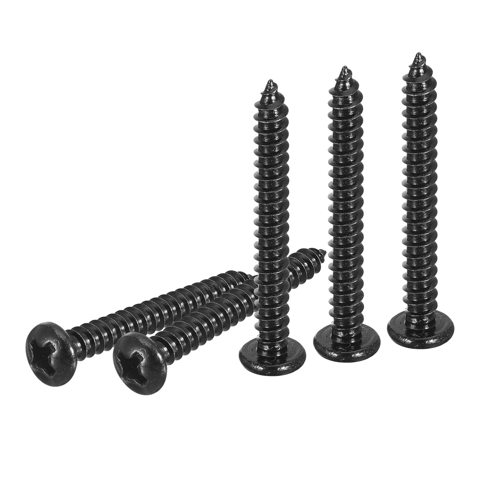 DTGN #6x1-1/4" Phillips Pan Head Self-tapping Screw - 50Pack - Black Oxide 304 Stainless Steel Sheet Metal Screws Wood Screws