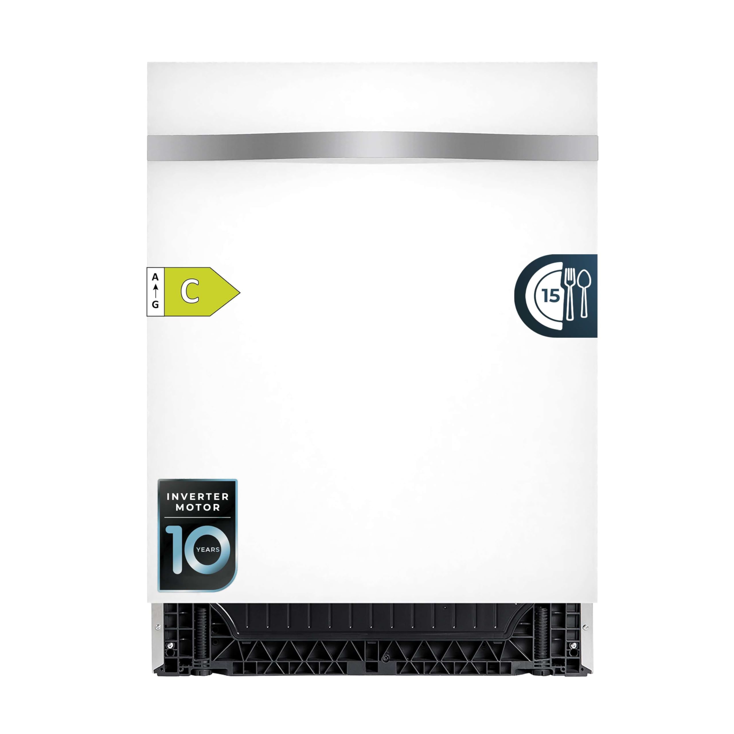 Cecotec Einbaugeschirrspüler 60 cm Bolero Aguazero 6620 Full-BI White Glass C, 1850W, 15 Gedecke, 8 Programme, Inverter-Motor, FullColor Bildschirm, Smart Wash, Turbo Dry+, AutoClean