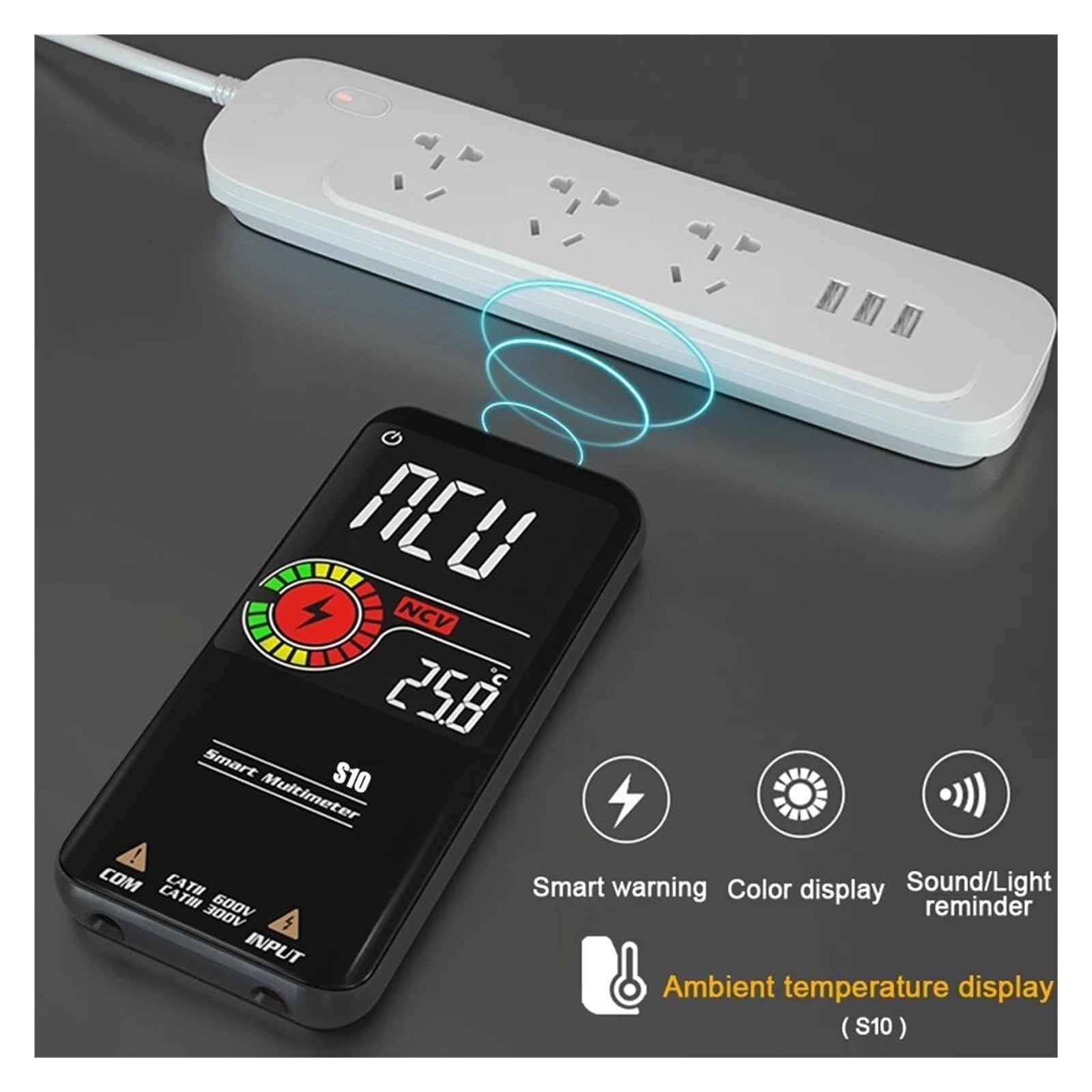 Multimetr Cyfrowy Inteligentny Tester Dla Elektryków Ładowanie USB T DC Napięcie AC Pojemność Ohm Hz NCV Profesjonalny Multitester Szybko Dokładnie Łatwy Odczyt(S11-Lithium Battery)