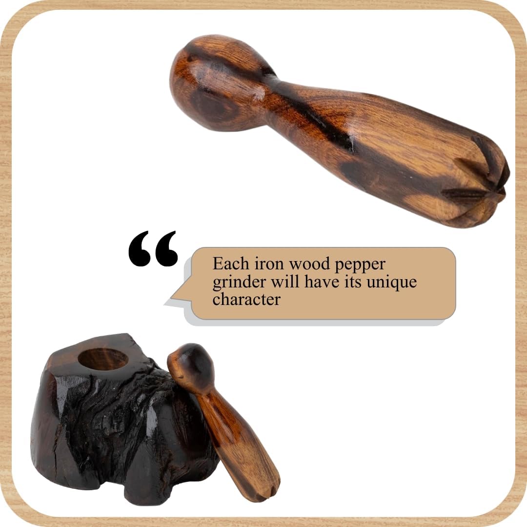 IECAP LLC Ironwood Pepper Grinder – Manual Spice Grinder, Wooden Pepper Mill Grinder, Chiltepin Pepper (Classic)