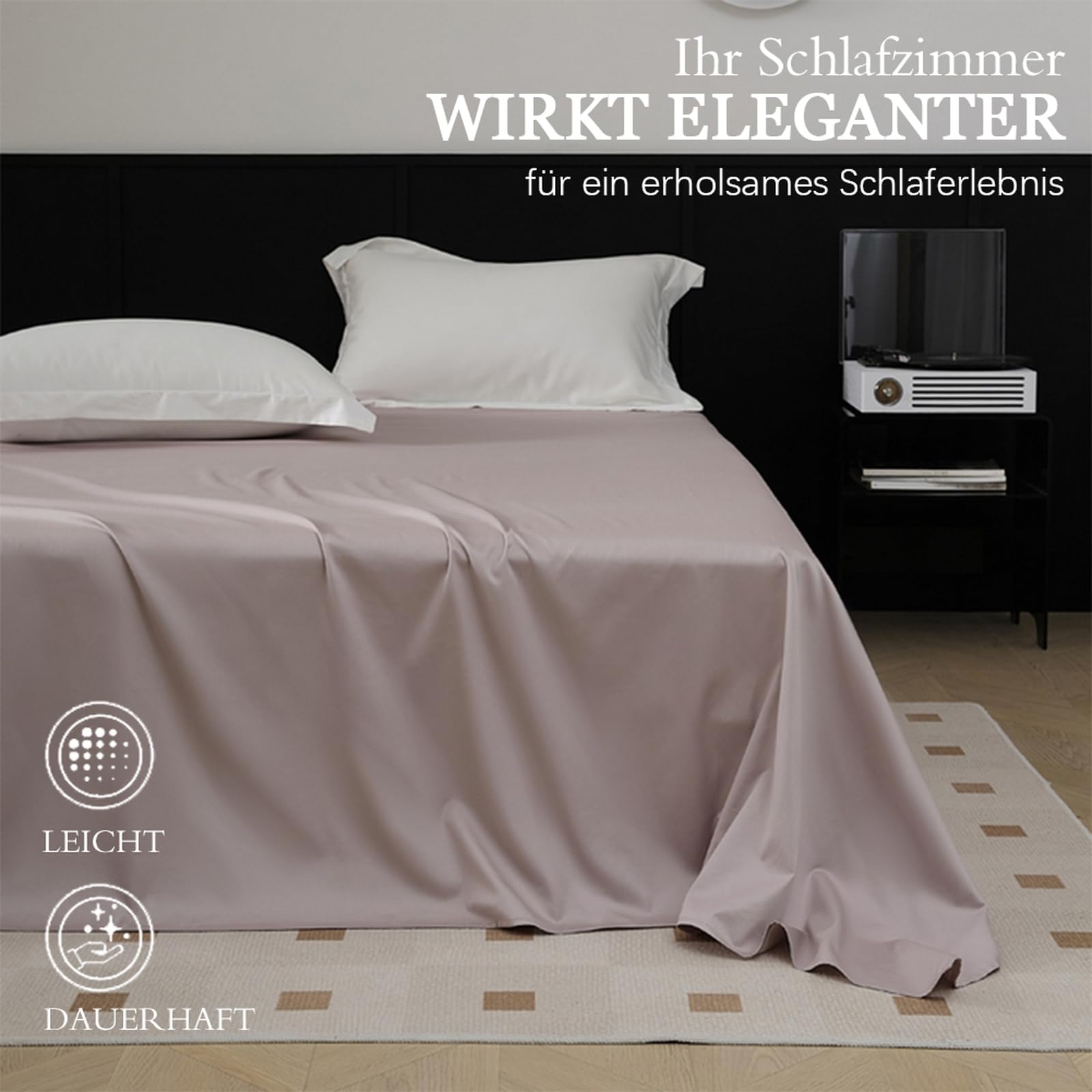 Bettlaken 245 x 250cm Leintuch ohne Gummizug Hellbraun
