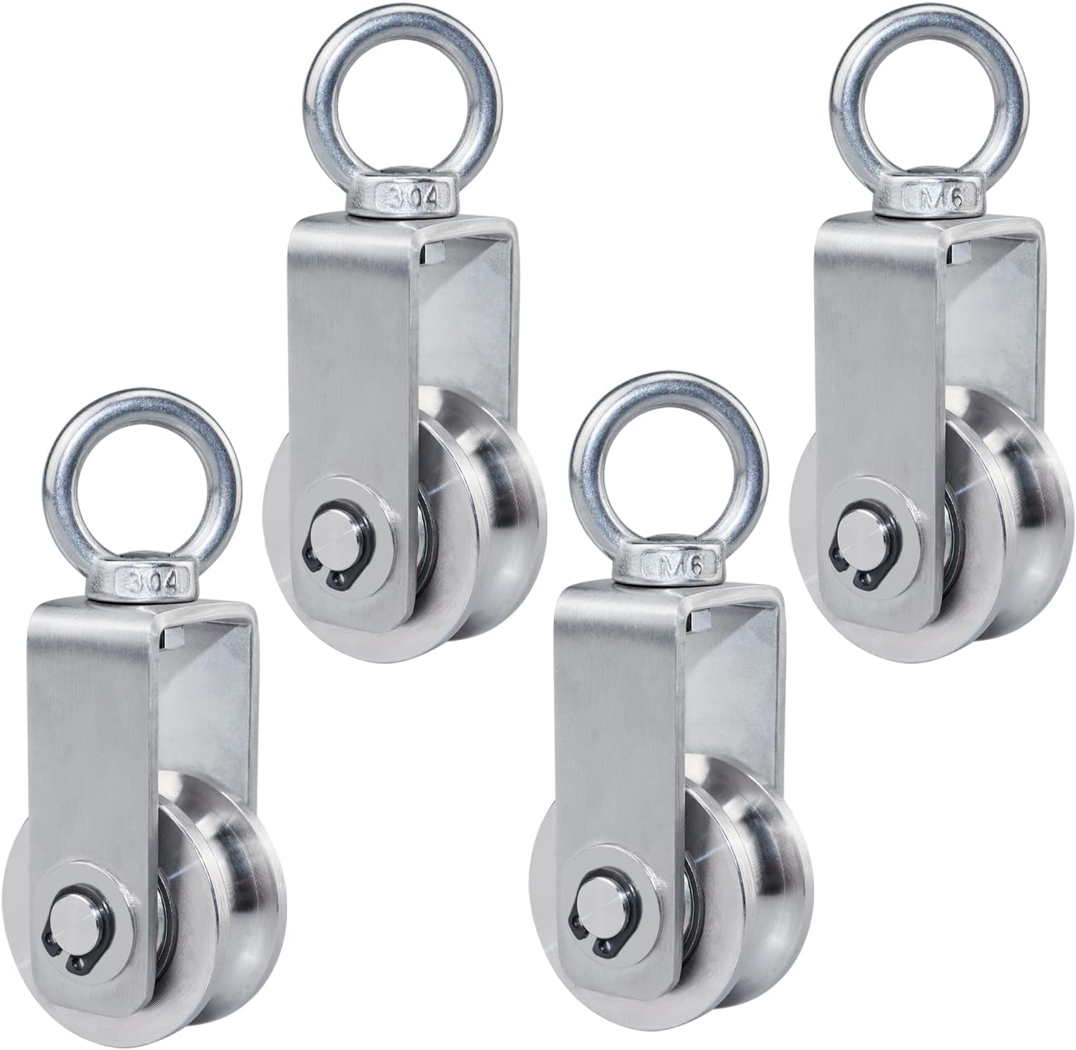 Cable Pulley Wheel Stainless Steel Swivel Pulley Block Silence Rotation Traction Wheel for Pulley System Lifting Gym Equipment Clothesline (4 Pack)
