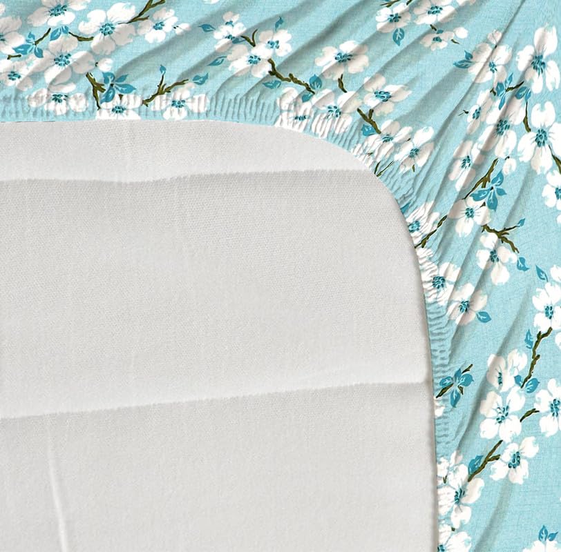 Image of la'amour Premium Cotton Elastic Fitted Bedsheets with 2 King Size Pillow Covers Double Bed with All Around Elastic Supersoft Size - 72 King Sizex78+10 inches Sky Blue 200 tc - 220 tc