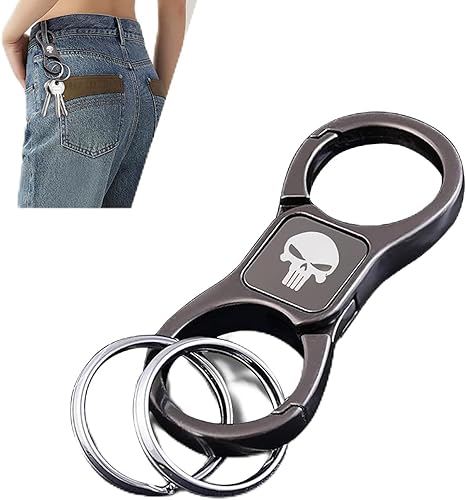 Flygun 1 llavero de metal bidireccional para automóvil, llavero de liberación rápida con 2 llaveros desmontables, organizador universal para llaves