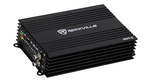 Rockville RDT-2 1600W Max400W RMS Amplificador de coche Clase D de 2 canales, compacto, de alta eficiencia, entradas Tiffany RCA, para entusiastas