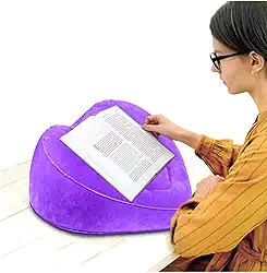 Suporte inflável para leitura, travesseiro de leitura multifuncional, suporte de livro portátil para viagens, almofada de livro com suporte de colo para amantes de livros na cama, sofá, mesa para