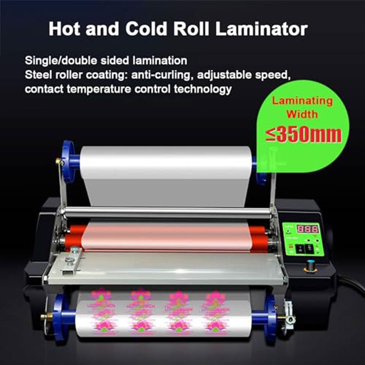 Cold & Hot Roll Digital Laminator Machine,A3 Single & Double Sided Electric Laminator,Transfer Film Composite Machine with Speed & Temp Adjustable,350mm Max Width,for Photo Film Equipment