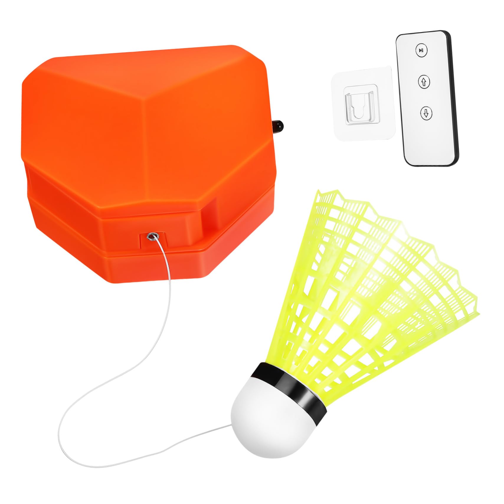 Happyyami 1set Badminton Rebound Trainer Set Portable Self Practice Aid for Electric Design with Remote Control Nylon Shuttlecock Easy to Install and Use for Practice
