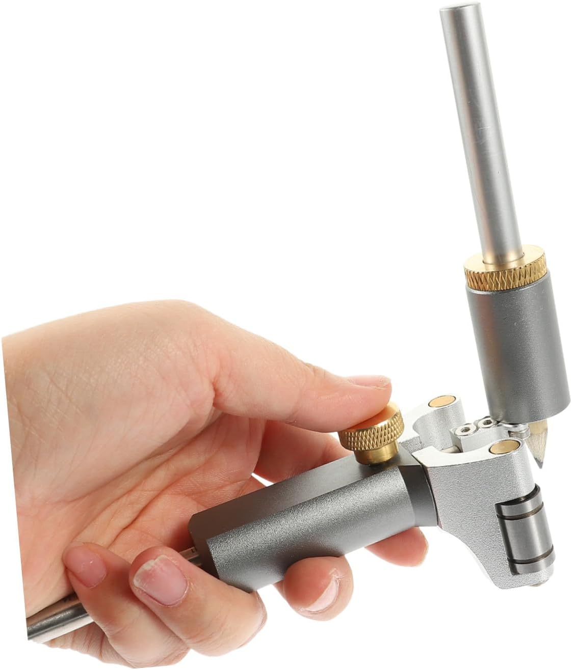 TEHAUX Adjustable Two-in-One Curved Parallel Line Scriber Tool 0-100mm Handheld Woodworking Accessory for Precision Marking Portable and Sturdy for Home and Outdoor Use Random Color