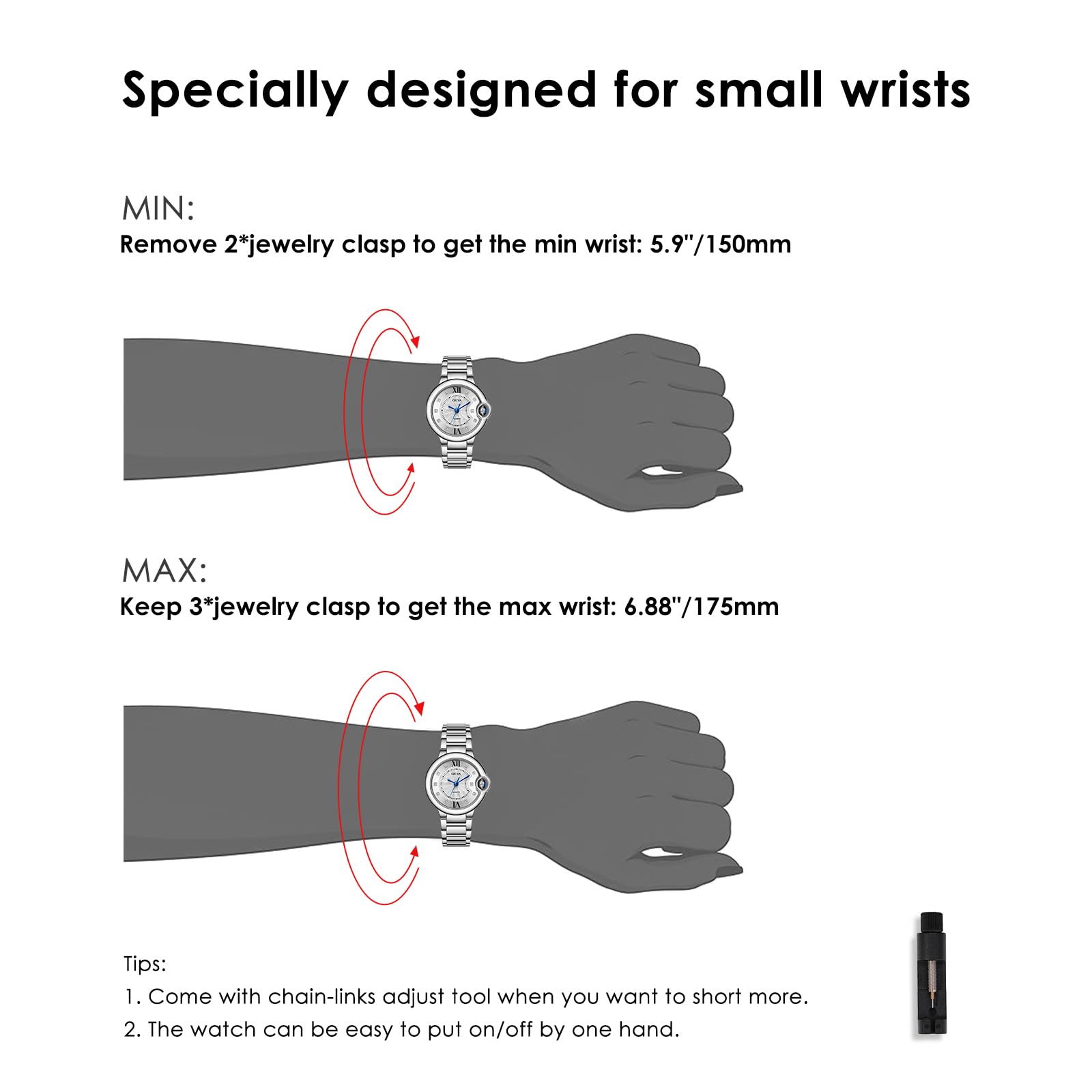 GeYa Silver Watch for Women Dainty Ladies Analog Quartz Wristwatch with Date & Diamond Dial, Stainless Steel Bracelet Water Resistant for Petite Wrist, Gift for Her