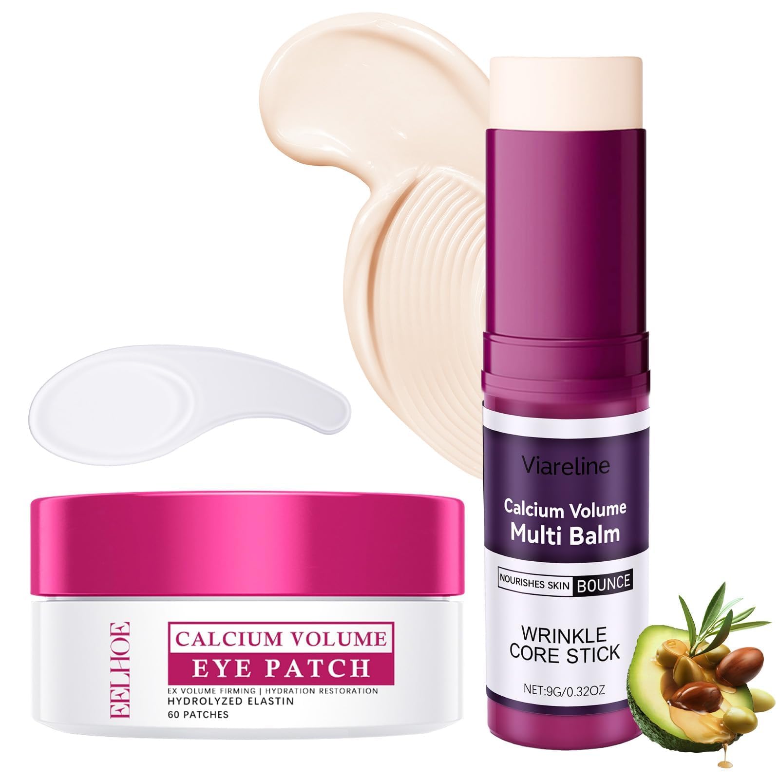 Balsamo multiuso al calcio+maschera per gli occhi,balsamo multiplo volume al calcio,stick idratante al collagene,stick coreano antietà e rassodante per la cura della pelle.
