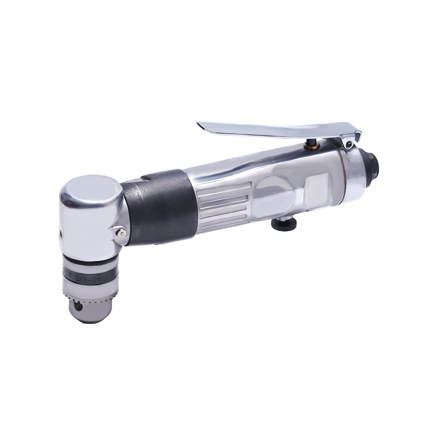 Umkehrbar Winkelbohrmaschine Druckluft 1.5-10 mm （3/8"), Leerlaufdrehzahl: 2000rpm, Winkelbohrer mini Silber