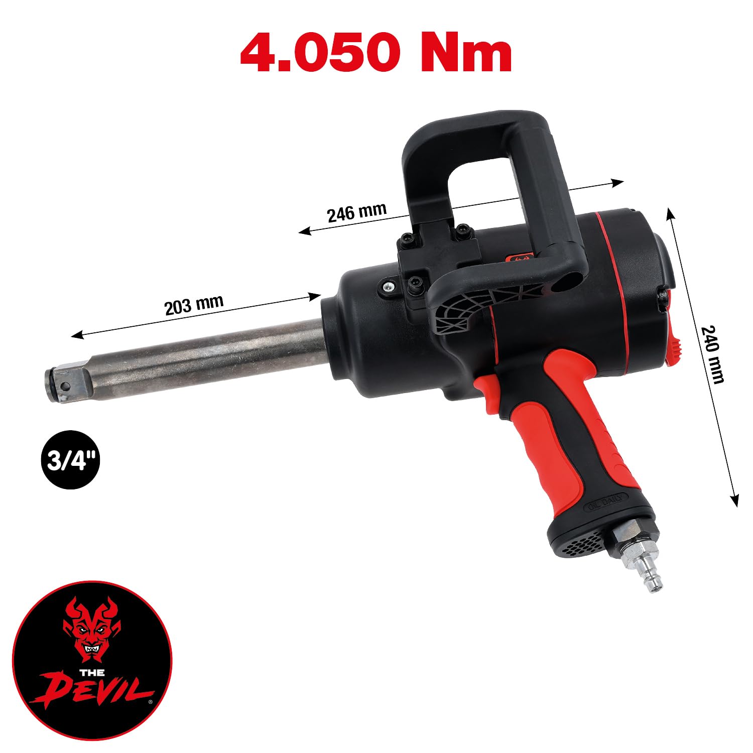 KS Tools 512.3405 3/4" THE DEVIL wysokowydajna pneumatyczna wkrętarka udarowa, 4050 Nm, 443 mm