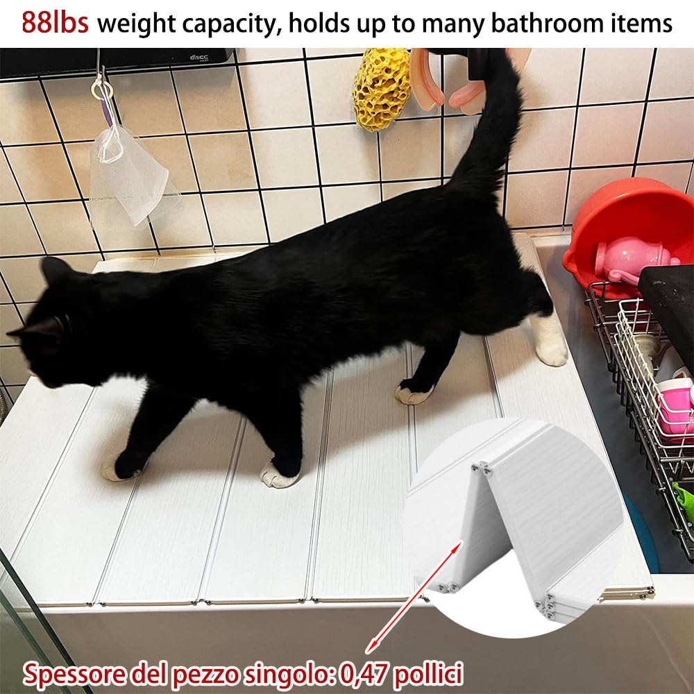 Bandeja organizadora de bambú para bañera con cubierta a prueba de polvo, impermeable, expandible, incluye soporte para copas de vino, soporte para libros, jabonera, ranura para teléfono, se adapta a