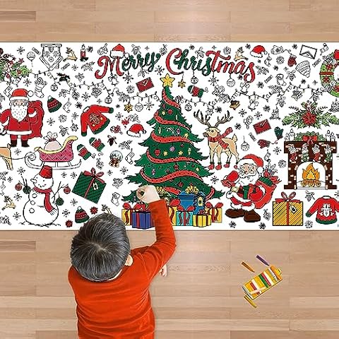 OHOME Giant Christmas Coloring Tablecloth Cover