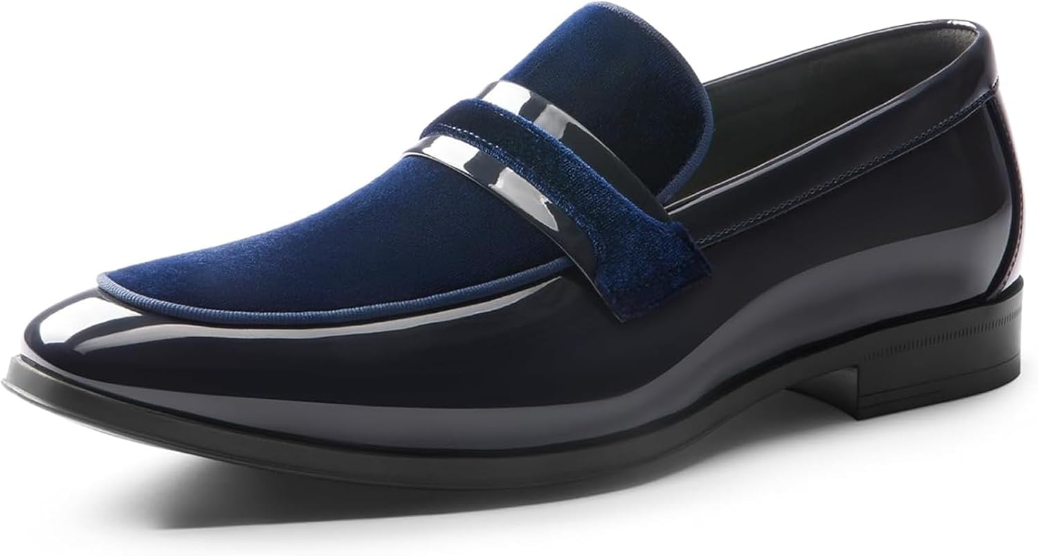 Bruno Marc Men's Tuxedo Patent Loafers Classic Velvet Slip-on Dress Shoes