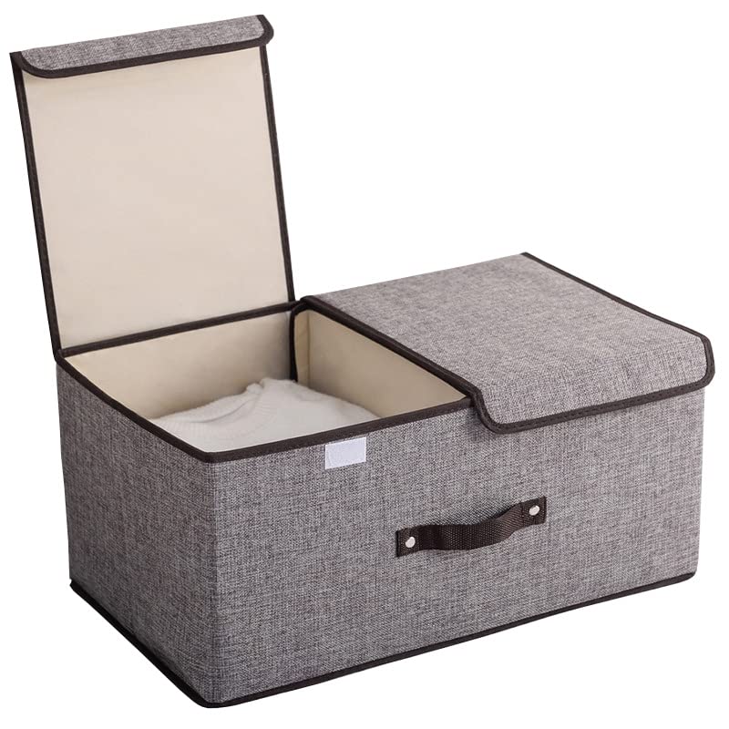Trendegic Foldable Storage Basket Bin Closet Drawer Organizer Box with Double Lid Cover and Handle for Home, Office, Undergarments Closet Toys(1 PCS) 50 X 30 X 25 CM (B09V2TQ2TY) Amazon Price History, Amazon Price Tracker