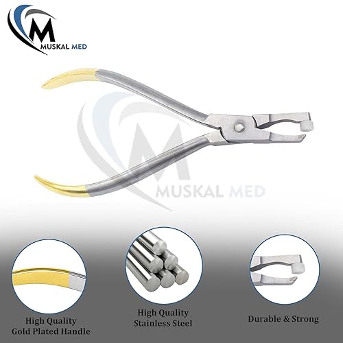 Miniatura 2 de MuskalMed Alicates de extracción de banda de ortodoncia, pinzas de extracción de banda molar con tapa extraíble blanca, utilizados para soporte,